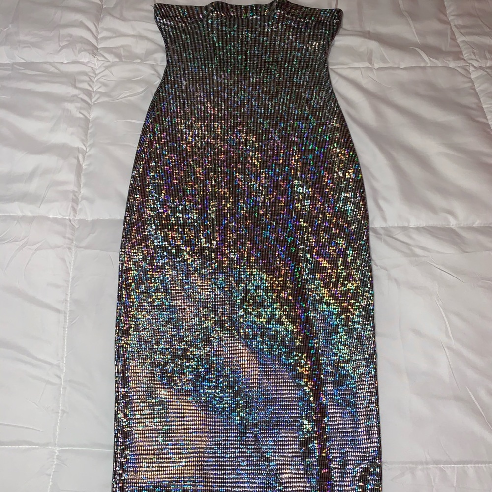 Holographic midi dress
